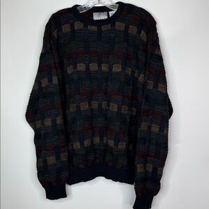 Vintage Farah Acrylic Grandpa Gray Multicolor Sweater Size Large